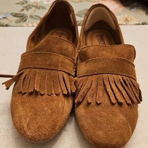 Born Tan Suede Fringe Loafers